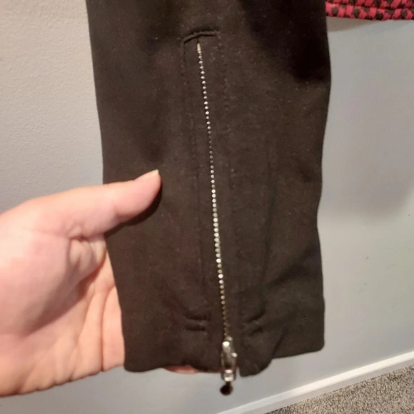 Torrid Maroon Red and Black Checkered Moto Knit Zipper Jacket in Size 2 - Picture 8 of 12